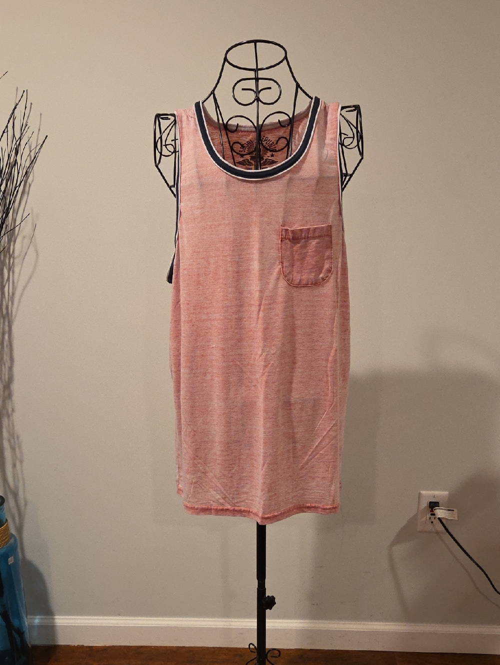 Men's Pink Tank Top with Contrast Trim